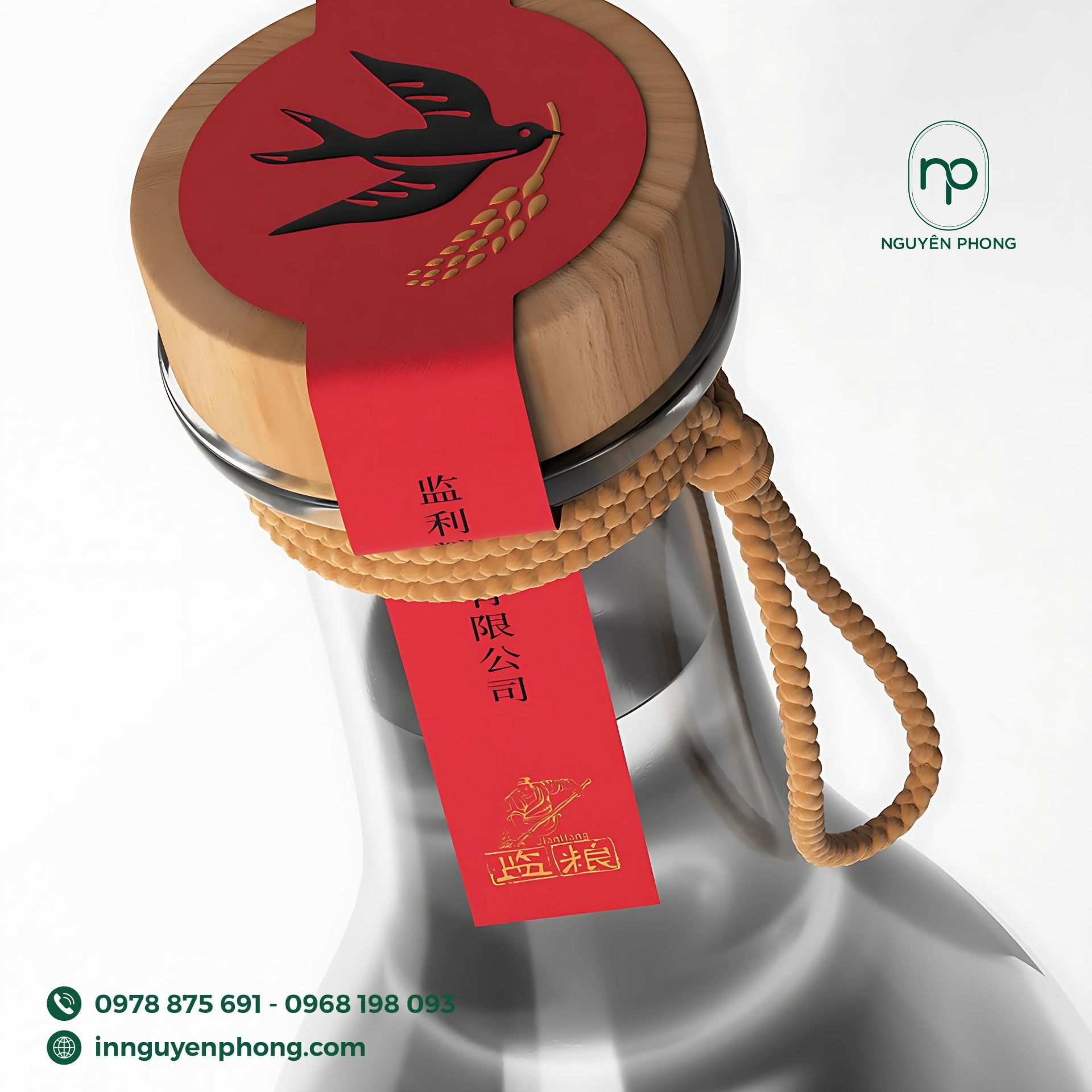 Mẫu tem dán chai rượu nếp